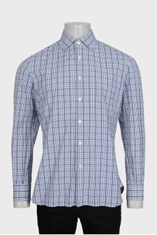 Men's straight shirt with a plaid print