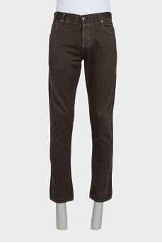 Men's brown button-down jeans