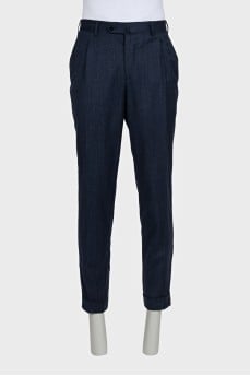 Men's blue trousers with a small print