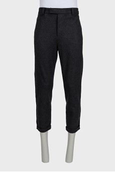 Men's gray wool trousers with cuffs