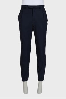 Men's straight blue trousers with cuffs