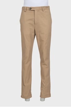 Men's beige trousers with pockets