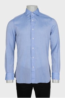 Men's light blue straight button-down shirt