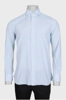 Men's shirt with a gray and blue print