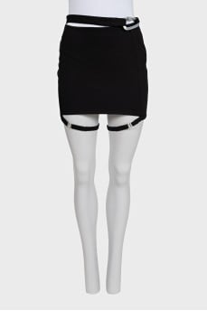 Black bodycon skirt with straps