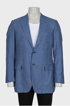 Men's blue silk and cashmere jacket