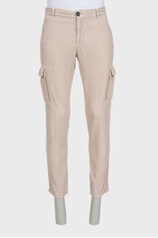 Men's beige cargo pants with pockets