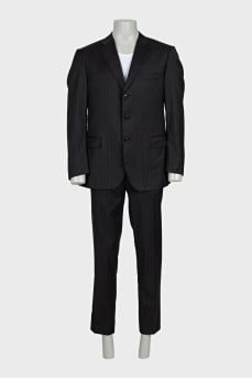Men's black suit with striped print