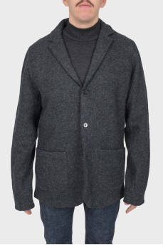 Men's woolen gray buttoned jacket; with tag