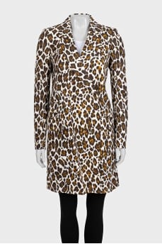 Linen coat with print and tag