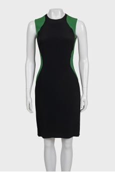 Black bodycon dress with green inserts