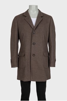 Men's brown wool and cashmere coat with tag