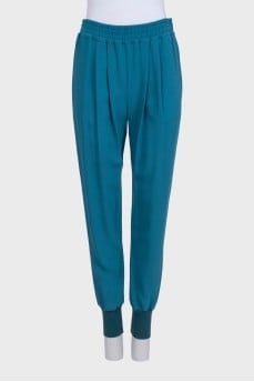 Blue joggers with elastic and tag