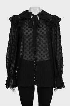 Black sheer blouse with tag