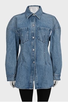 Fitted light blue denim jacket