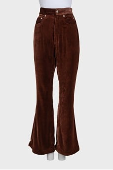 Brown corduroy flared trousers
