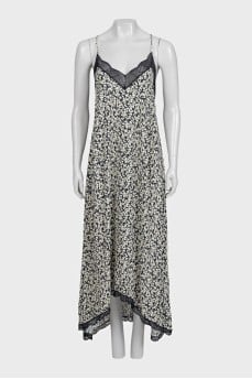 Floral print dress with asymmetrical hem