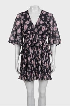 Black floral print dress with tag