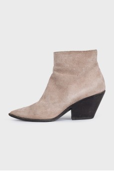 Beige suede Cossack boots