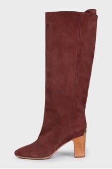 Red suede boots