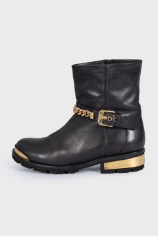 Leather boots made of leather with gold decor