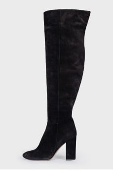 Suede heeled boots with side zip