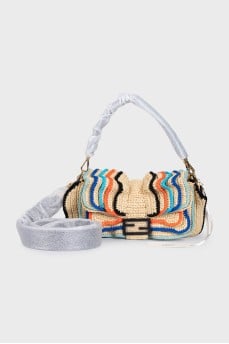 Raffia Baguette Bag with Tag