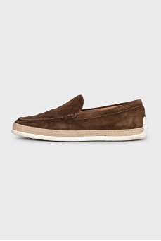 Men's brown suede loafers