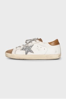 White leather and suede Superstar sneakers