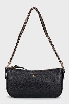 Leather shoulder bag with signature logo