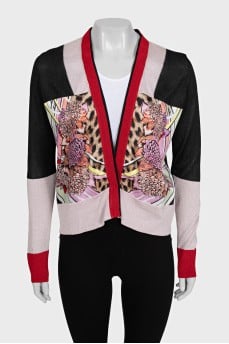 Cardigan with printed buttons