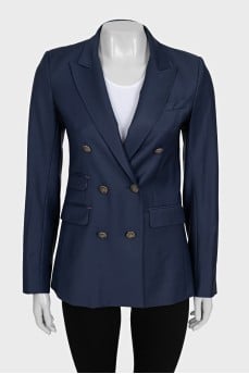 Blue fitted wool jacket