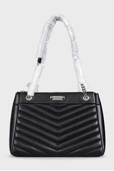 Whitney black leather tote with tag