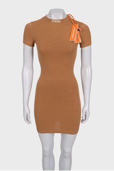 Brown bodycon dress with tag
