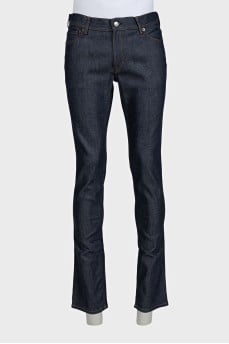 Men's dark blue straight fit jeans with tag