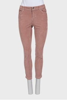 Pink corduroy tapered trousers