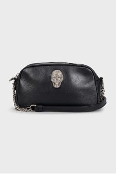 Leather crossbody bag with decoration