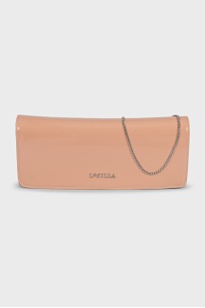 Patent leather clutch on a chain