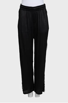 Combination trousers with raw edges
