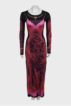 Printed bodycon dress with tag