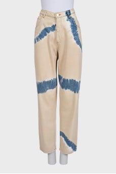 Beige printed jeans