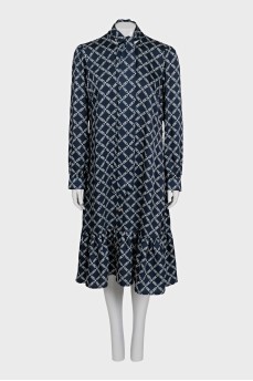 Straight-cut dress with a signature print