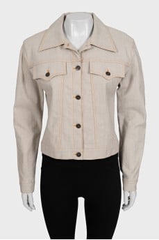 Gray straight-cut denim jacket
