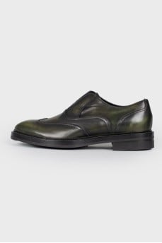 Men's khaki leather shoes