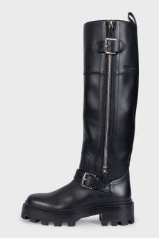 Jaime black leather boots