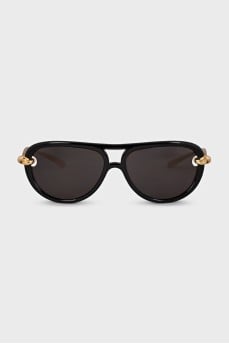 Black aviator sunglasses with gold frames