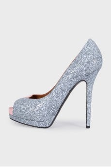 Two-tone printed leather shoes
