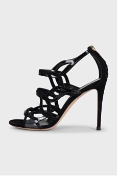 Suede stiletto sandals with a zipper