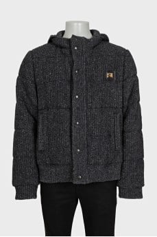 Men's gray jacket with a hood