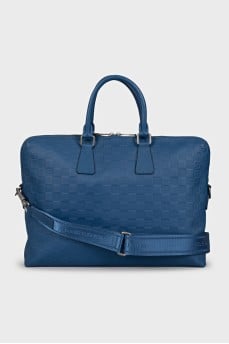 Men's leather briefcase with embossing